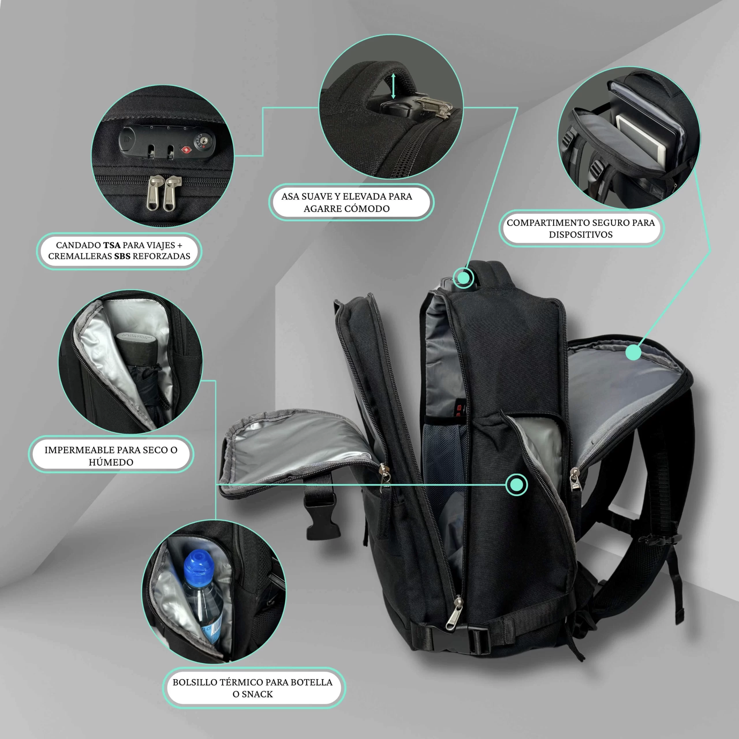 Ayars kelioninė kuprinė 50×35×20 Juoda – Priority Boarding - Image 3